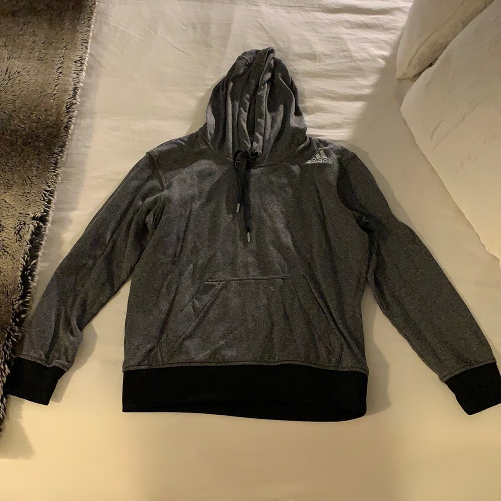 Adidas Small Women’s Hoodie, grey and black.